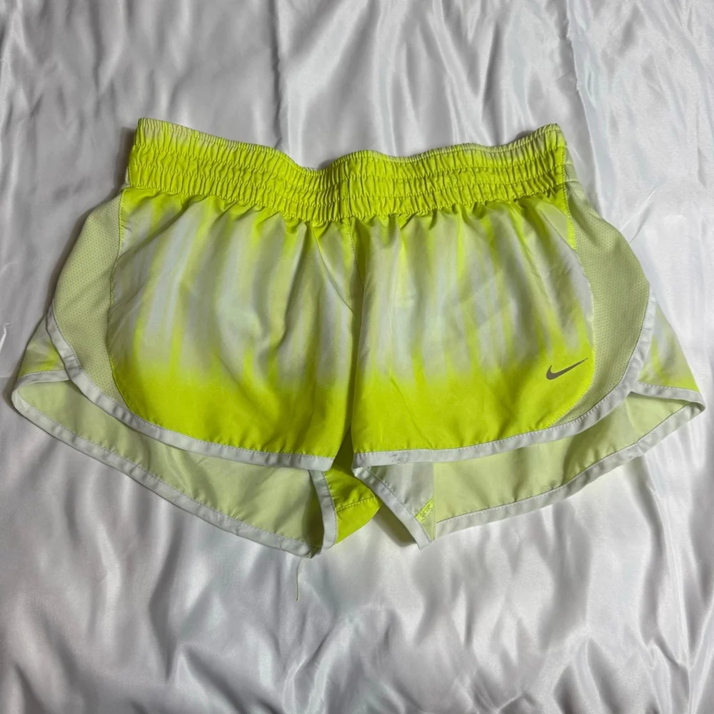 Women's Nike Neon Green & White Tie-Dye Athletic Shorts M